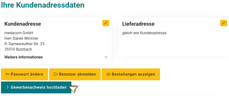 Gewerbenachweis hochladen